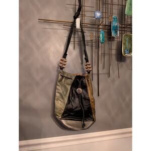 Vtg 80s Leather Crossbody Bucket Purse Samir USA Retro